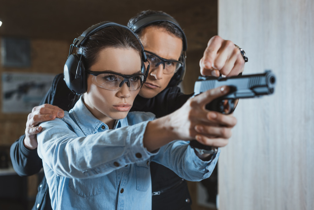 Customer receiving gun safety training